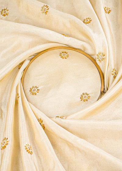 The Noor - Golden Dyeable Tissue Fabric With All Over Buti Of Sequins, Katdana And Bead Work | 21443