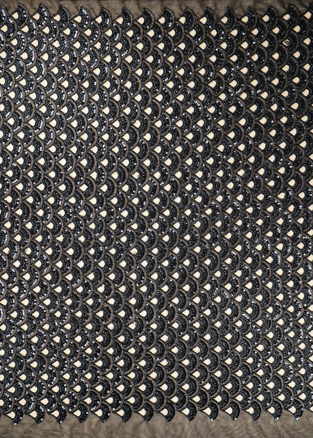 Black Imported Net Fabric With All Over Sequins, Katdana, Beads And CutWork 21457