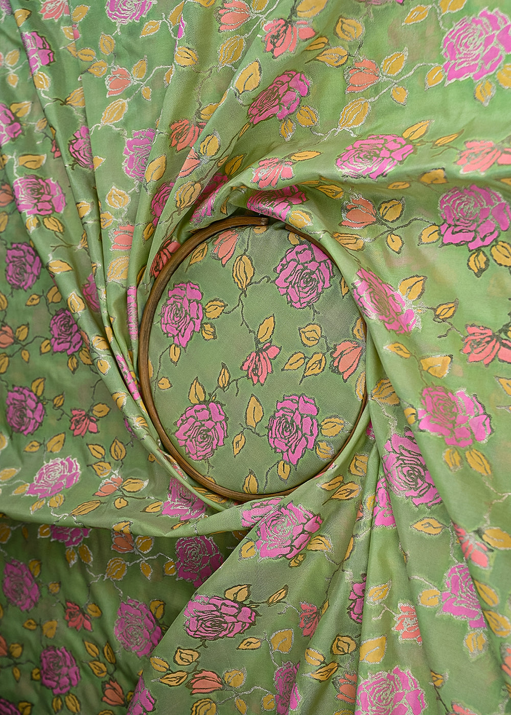 Pista-Green-Banarasi-Brocade-Fabric-With-All-Over-Thread-And-Zari-Handloom-21471-close-view
