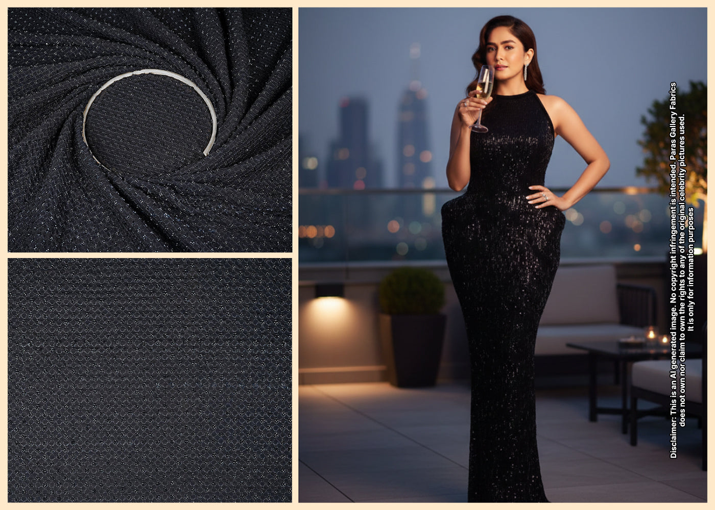 Mrunal Thakur Inspired Edition | Black Georgette Unstitched Fabric 21505