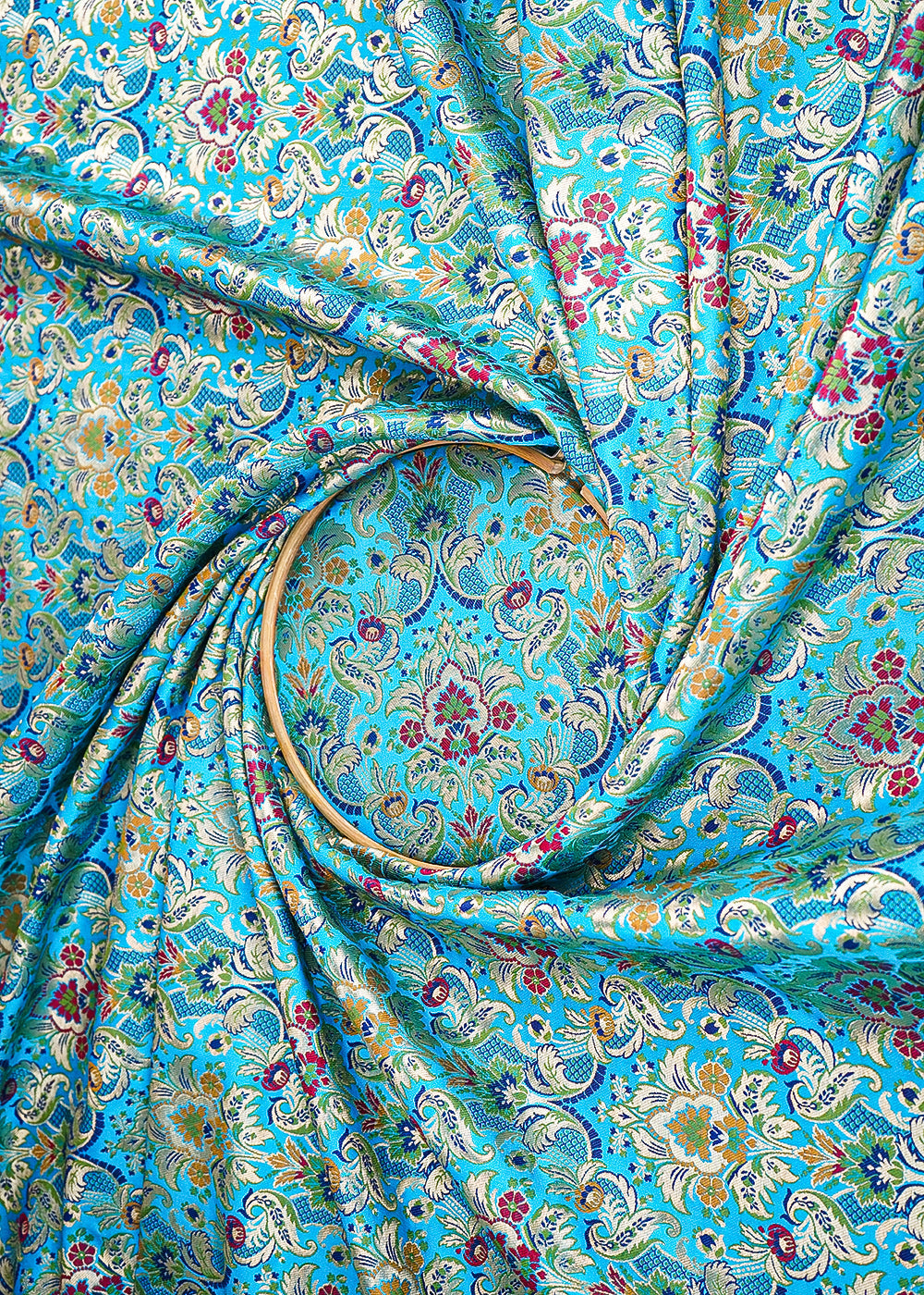 Sky-Blue-Pure-Banarasi-Brocade-Fabric-With-All-Over-Thread-And-Zari-Handloom-21525-close-view