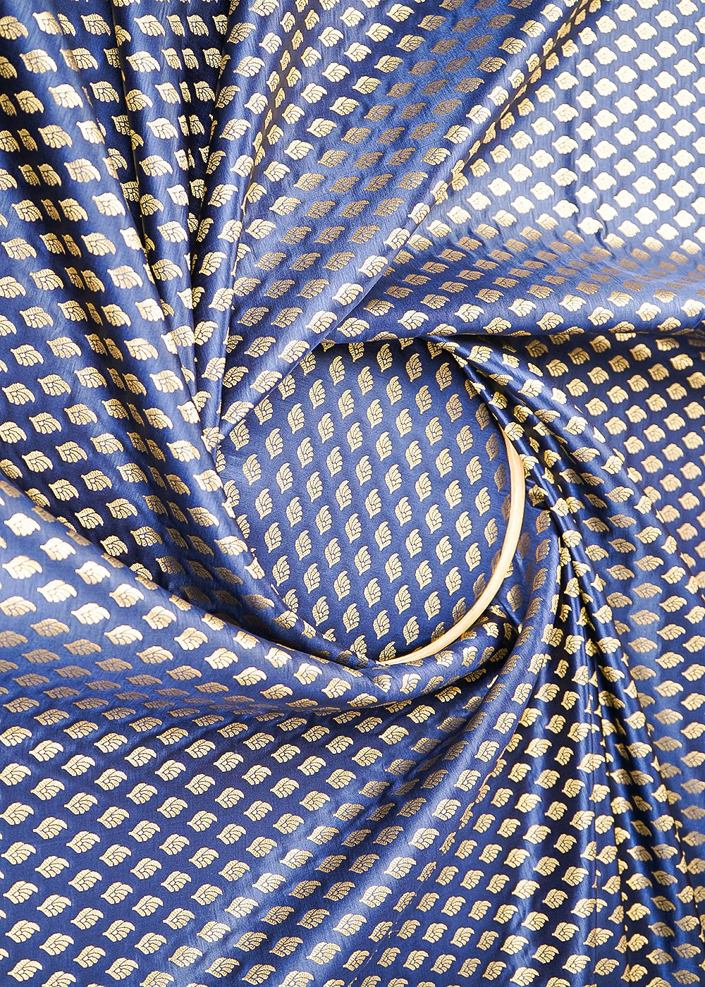 Navy-Blue-Banarasi-Brocade-Fabric-With-All-Over-Golden-Zari-Handloom-21548-close-view