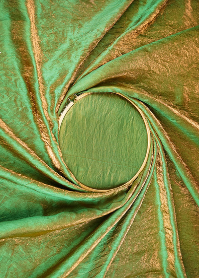 Dark Green Colored Diamond Silk Fabric 21551(101)