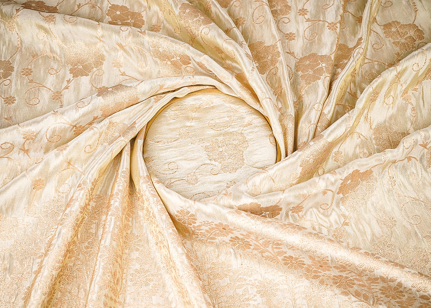 Golden Dyeable Tissue Fabric With All Over Zari Handloom With One Side Border 21618