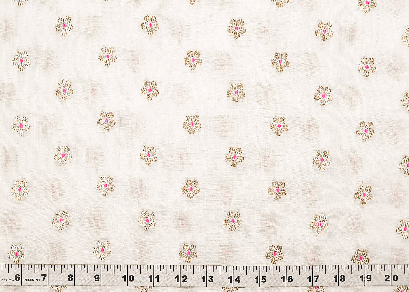 White Dyeable Silk Fabric With All Over Thread And Zari Handloom 21624