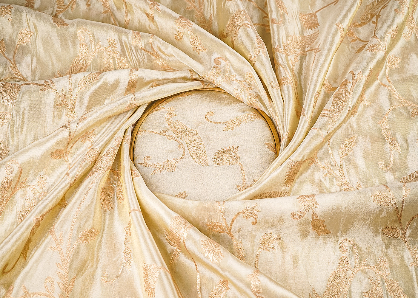 Golden Dyeable Tissue Fabric With All Over Zari Handloom With One Side Border 21625