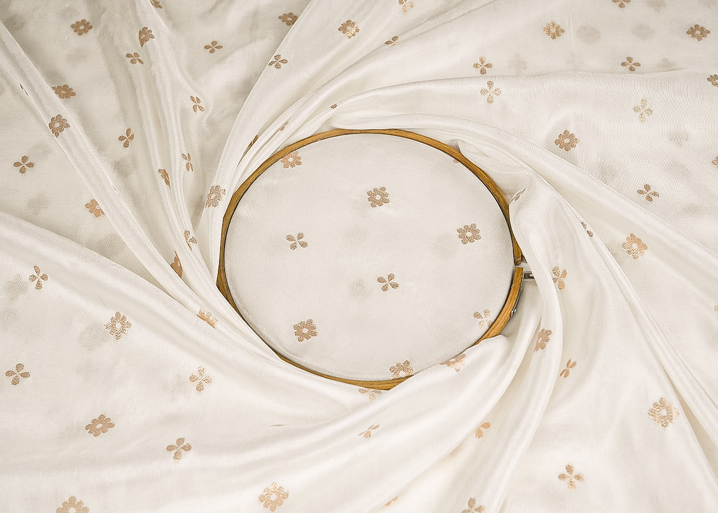 White Dyeable Silk Fabric With All Over Buti Work Of Zari Handloom 21628