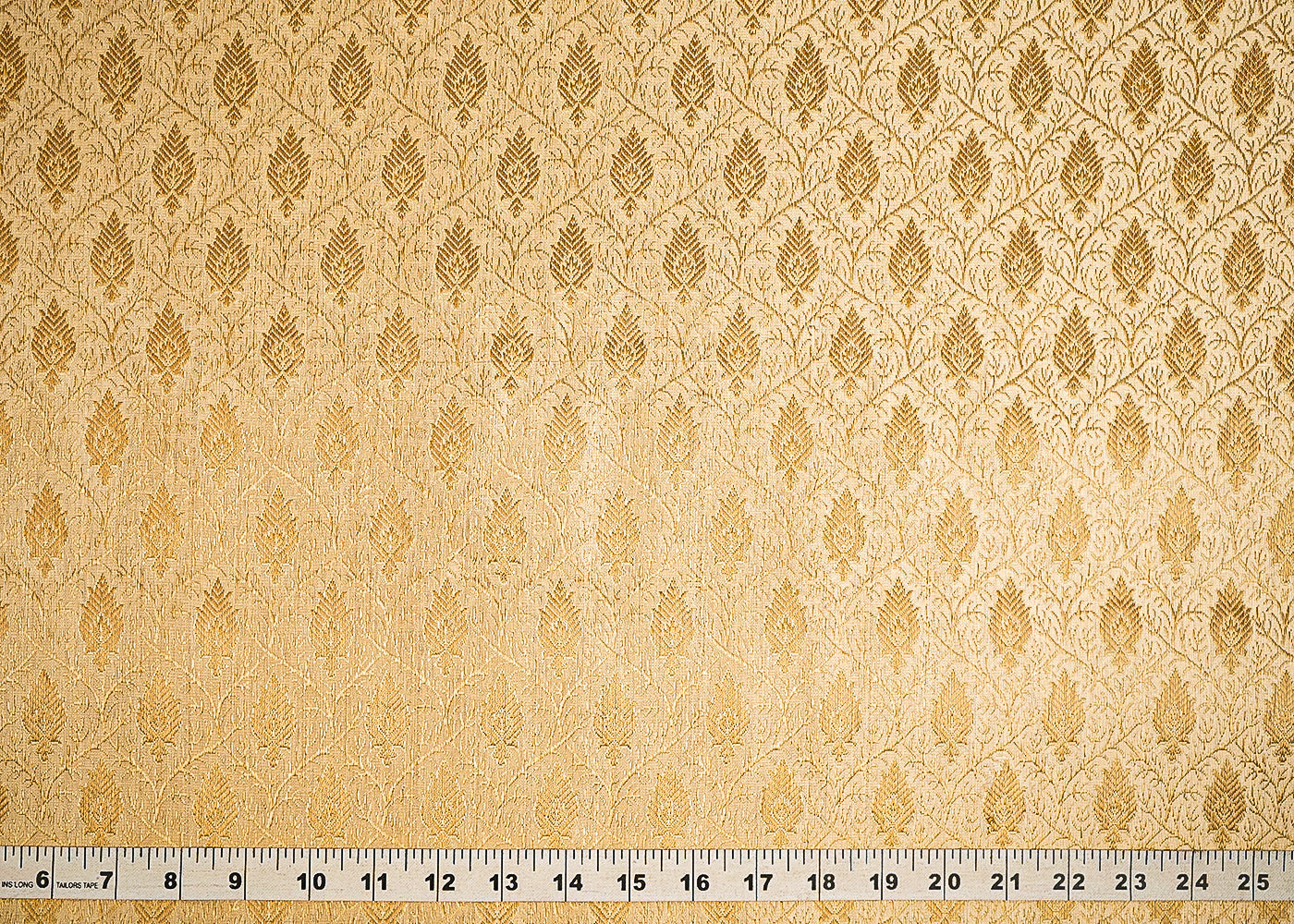 Golden Banarasi Brocade Fabric With All Over Golden Zari Handloom 21641