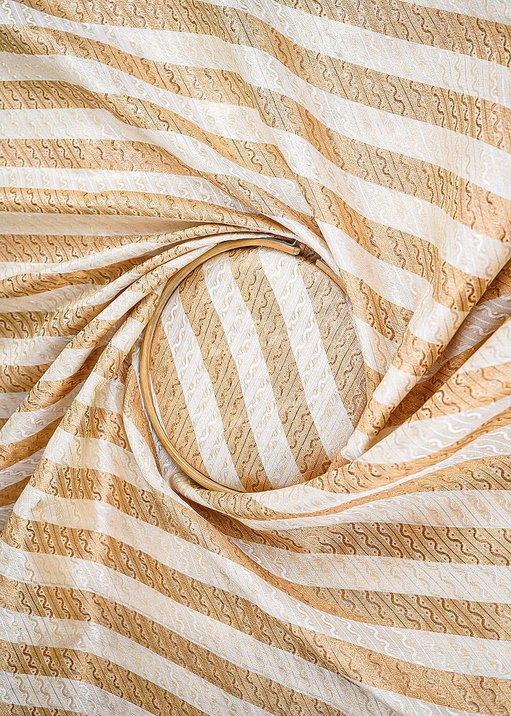 Golden Banarasi Brocade Fabric With All Over Golden Zari Handloom 21642