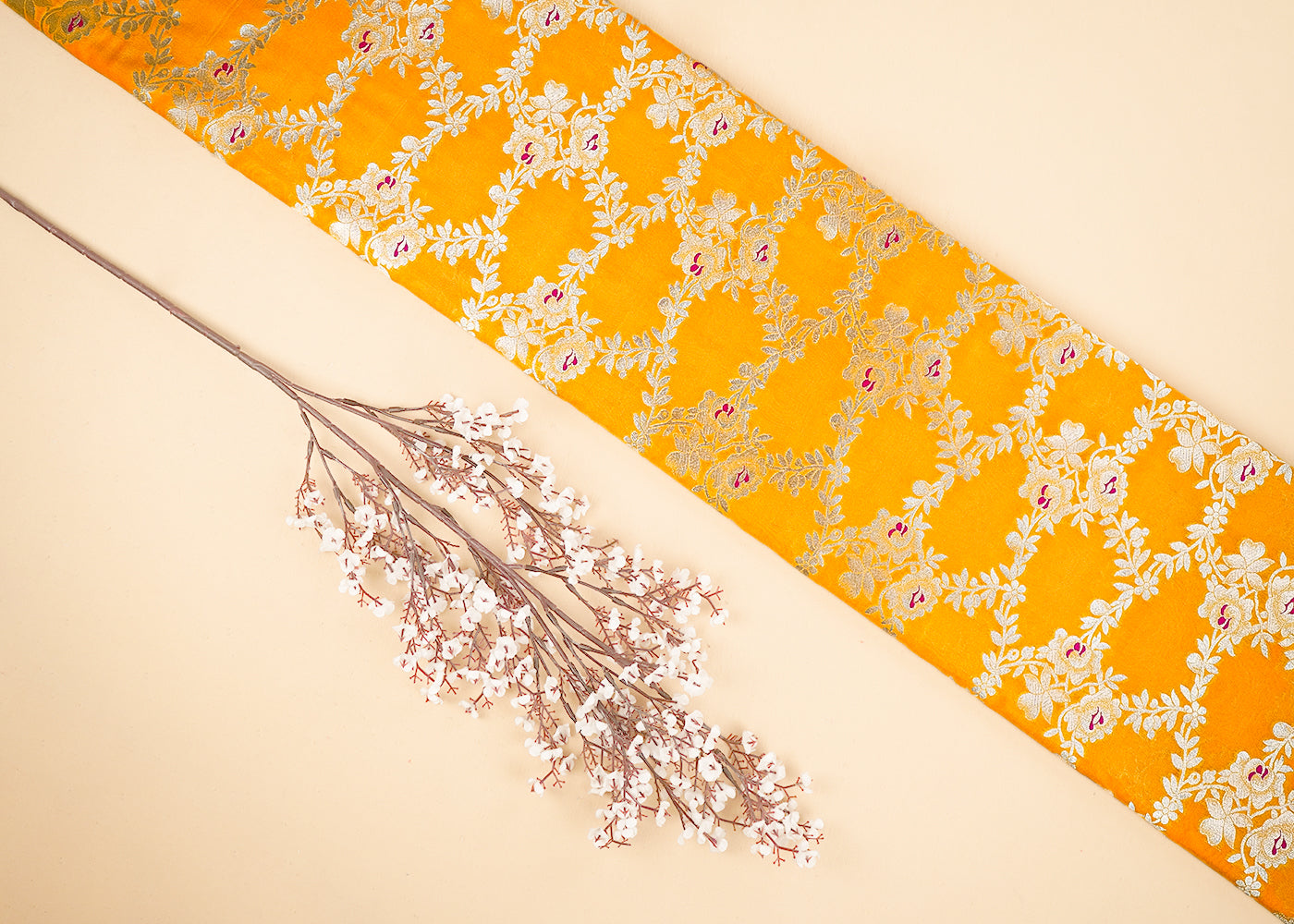 Mustard-banarasi-brocade-fabric-with-all-over-golden-zari-handloom-21645