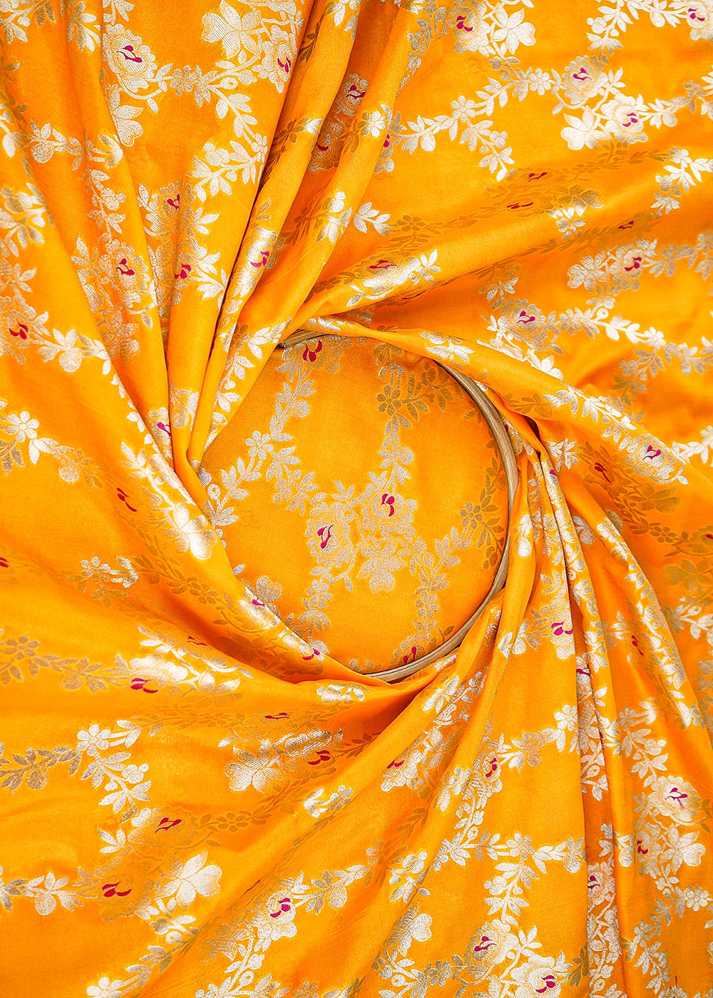 Mustard-banarasi-brocade-fabric-with-all-over-golden-zari-handloom-21645-close-view