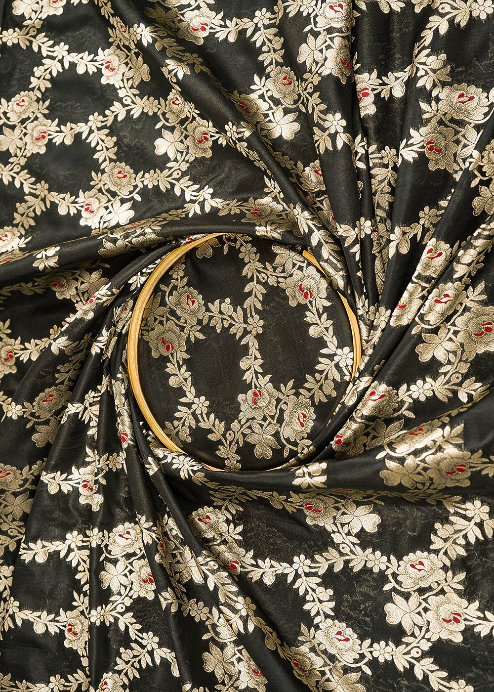 Black-banarasi-brocade-fabric-with-all-over-golden-zari-handloom-21646-close-view