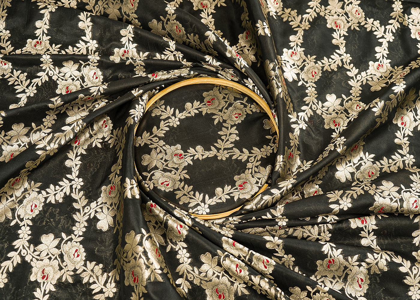 Black-banarasi-brocade-fabric-with-all-over-golden-zari-handloom-21646-close-view