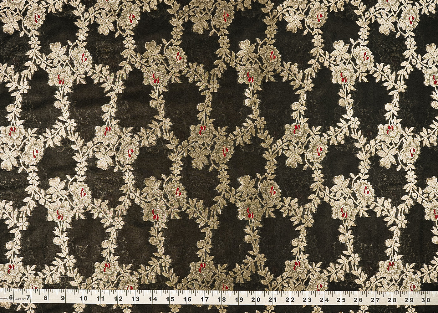 Black-banarasi-brocade-fabric-with-all-over-golden-zari-handloom-21646-measurement-view