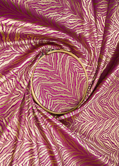 Purple Banarasi Brocade Fabric With All Over Zari Handloom 21664