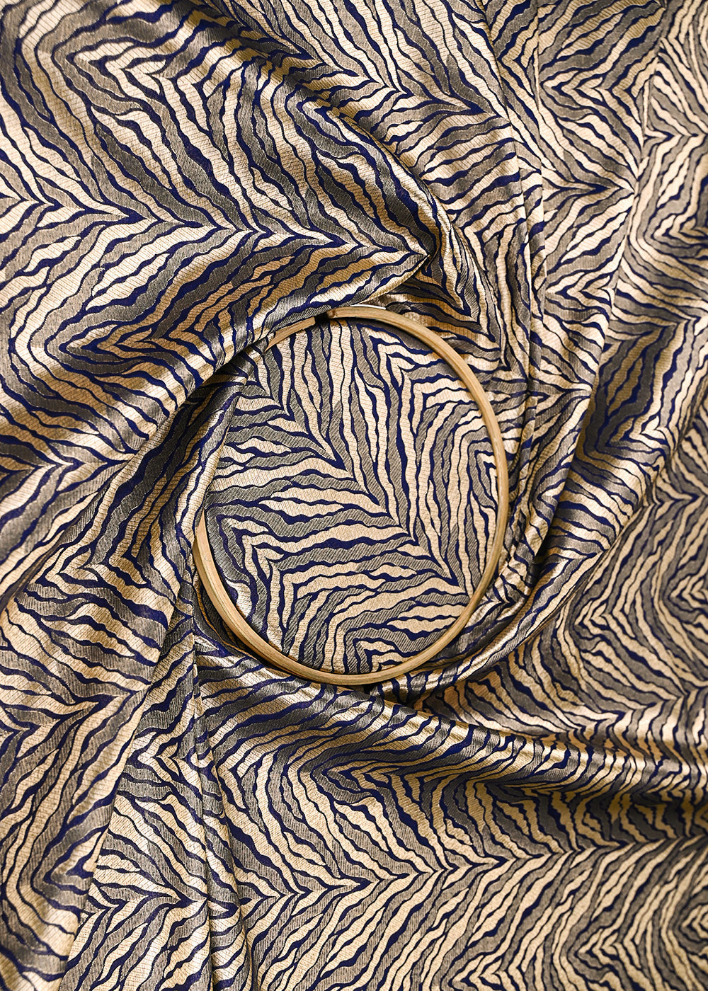 Navy Blue Banarasi Brocade Fabric With All Over Zari Handloom 21667-close-view