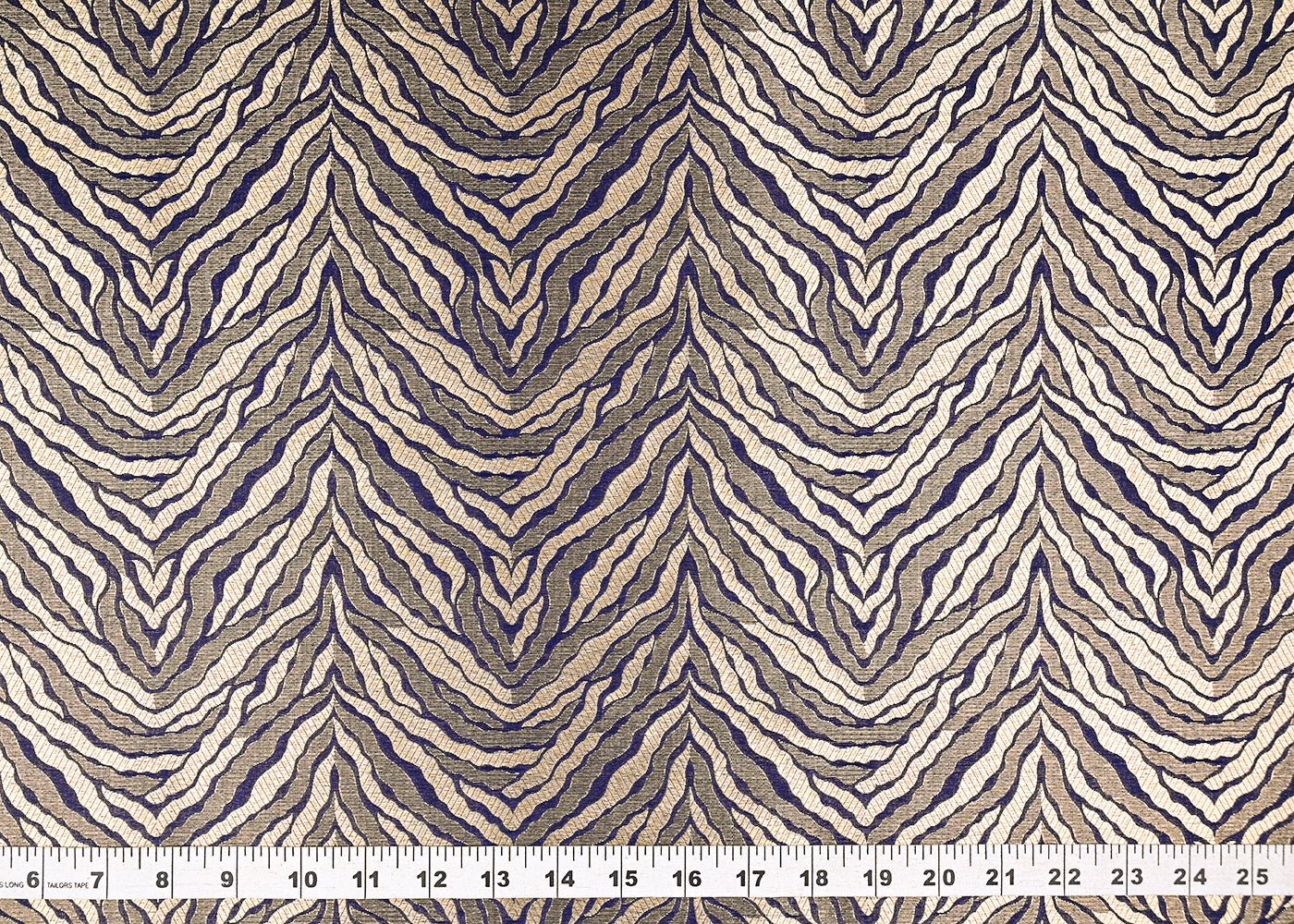 Navy Blue Banarasi Brocade Fabric With All Over Thread And Zari Handloom 21667