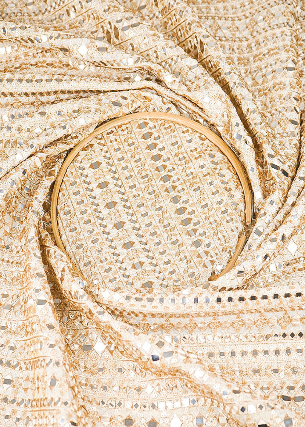 Golden-Dyeable-Tissue-Fabric-With-All-Over-Zari-Sequins-And-Fuax-Mirror-Work-21672-close-view