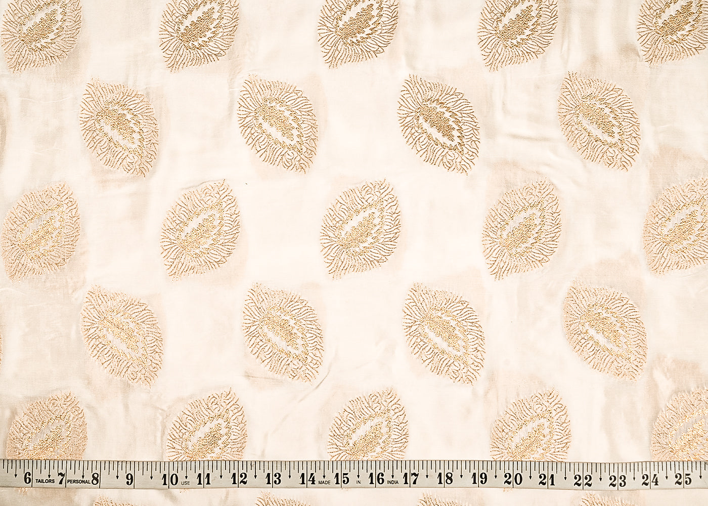 White Dyeable Crepe Fabric With All Over Zari Handloom 21689