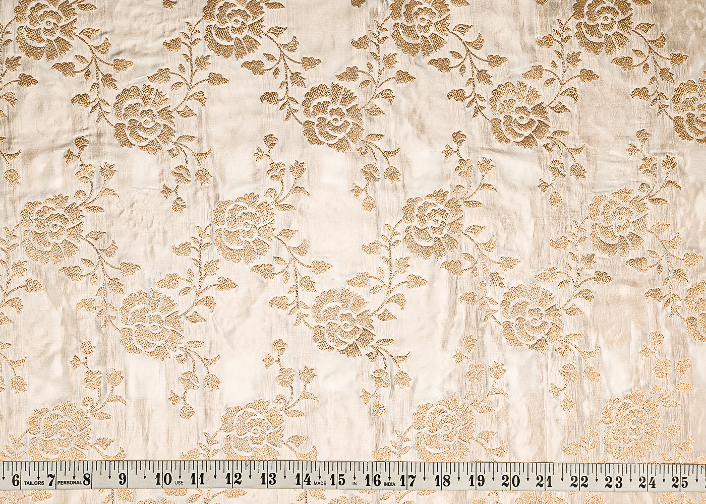 White Dyeable Crepe Fabric With All Over Zari Handloom 21690
