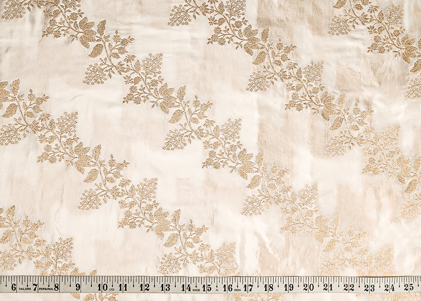 White Dyeable Crepe Fabric With All Over Zari Handloom 21692