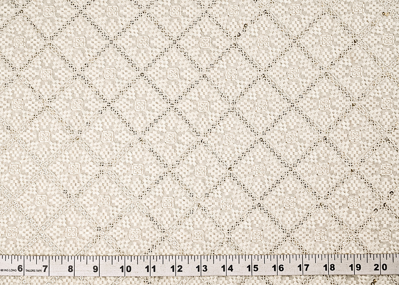 White Dyeable Georgette Fabric With All Over Thread And Sequins Work 21709