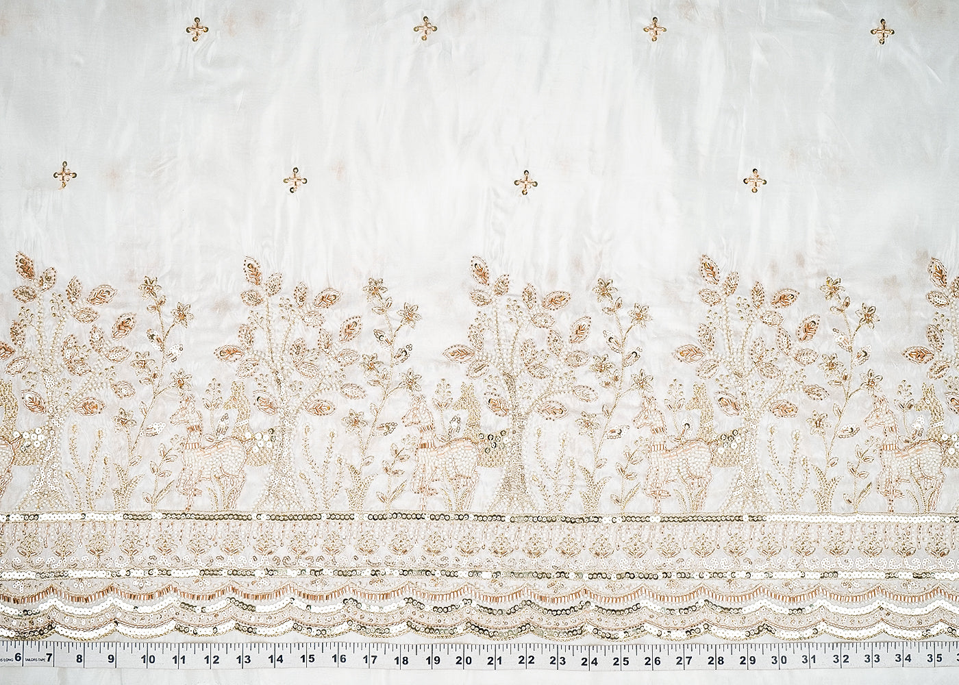 White-Dyeable-Organza-Fabric-With-All-Over-Buti-Of-Sequins-Bead-Katdana-And-Zari-Work-With-One-Side-Scalloped-Border-21717-measurement-view