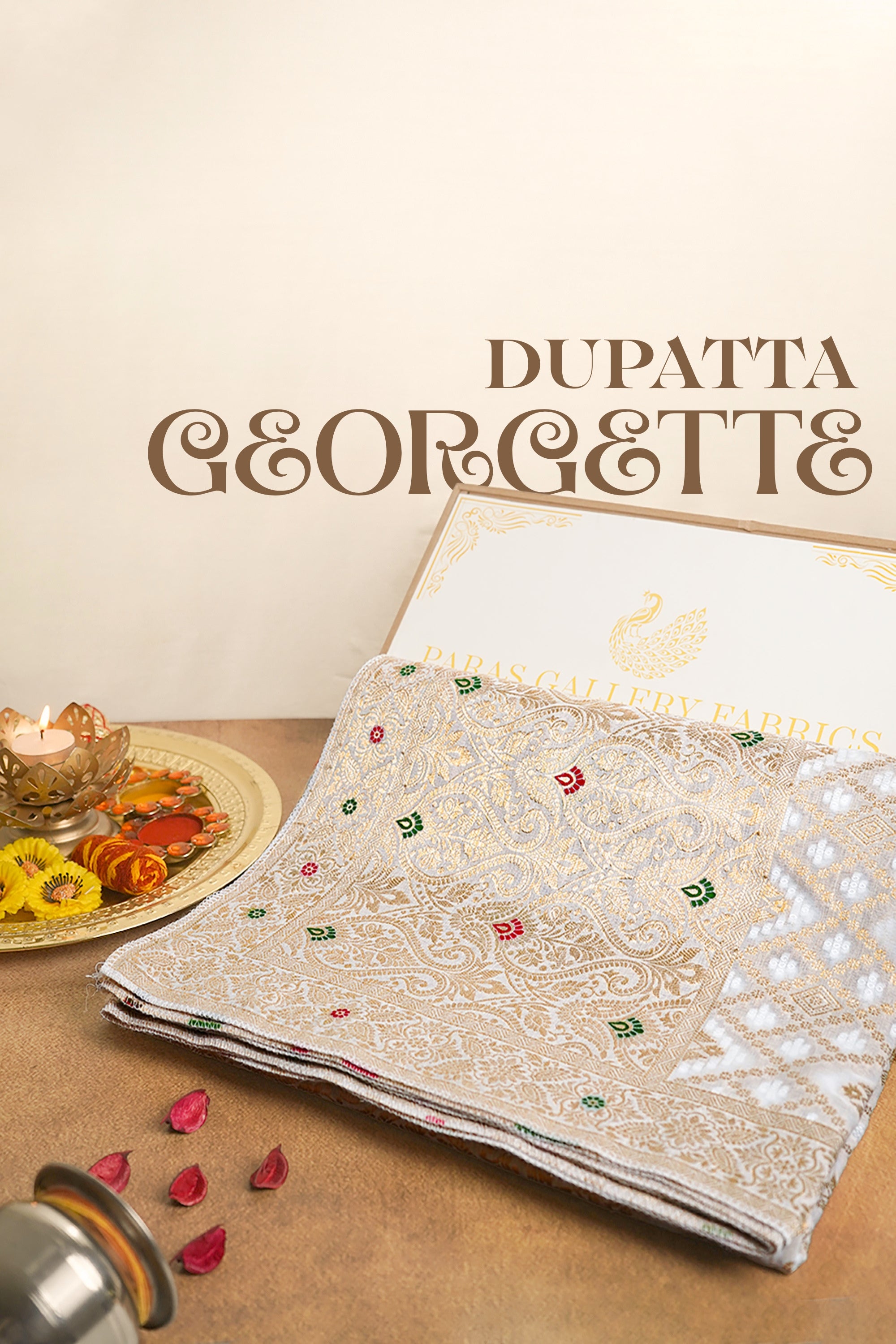White Dyeable Georgette Dupatta With All Over Thread Work 21733
