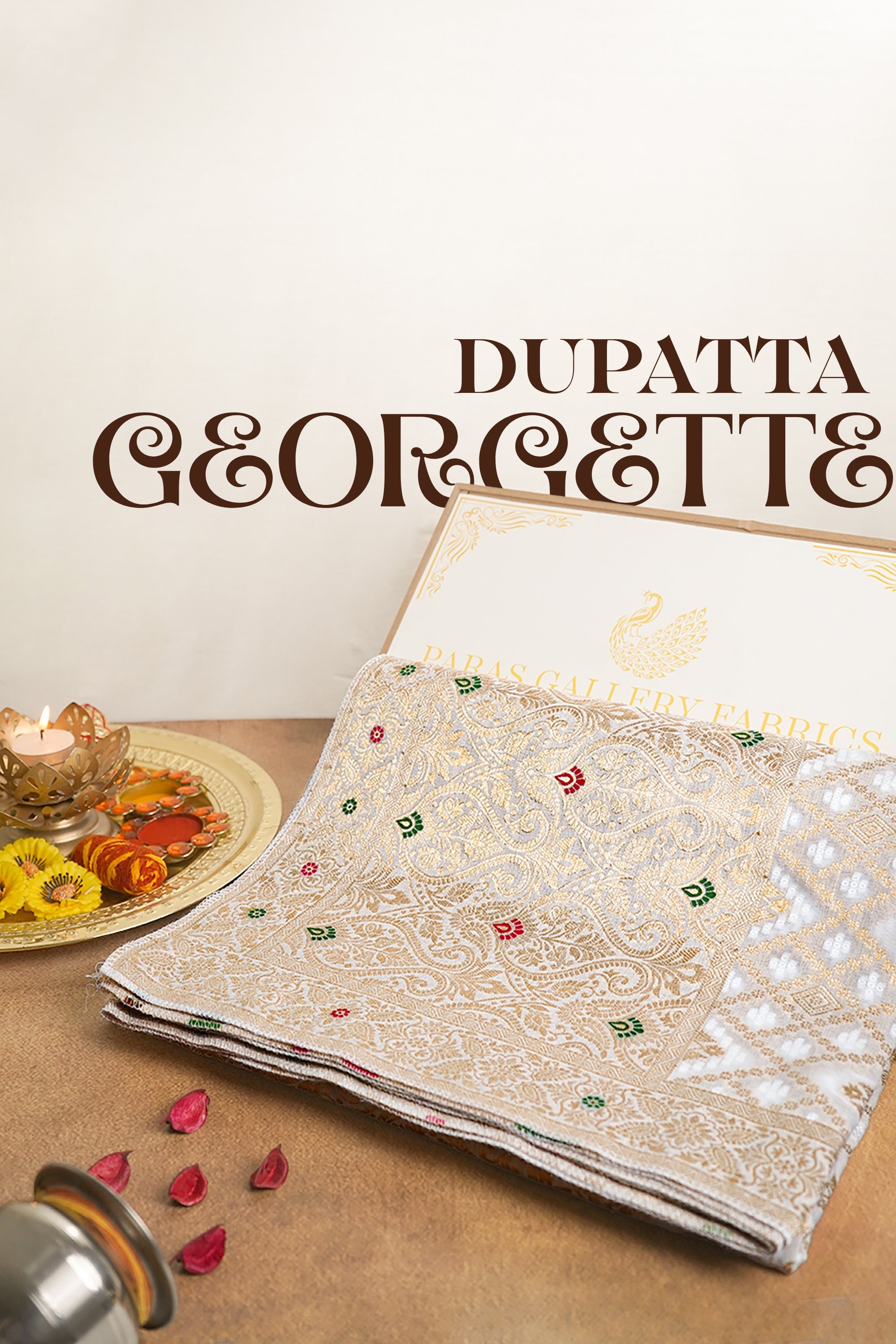 White Dyeable Georgette Dupatta With All Over Thread Work 21733