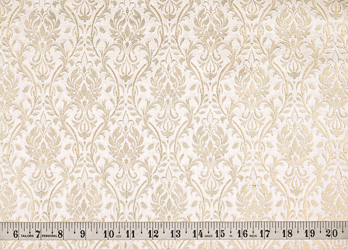 White Dyeable Banarasi Brocade Fabric With All Over Zari Handloom 21739