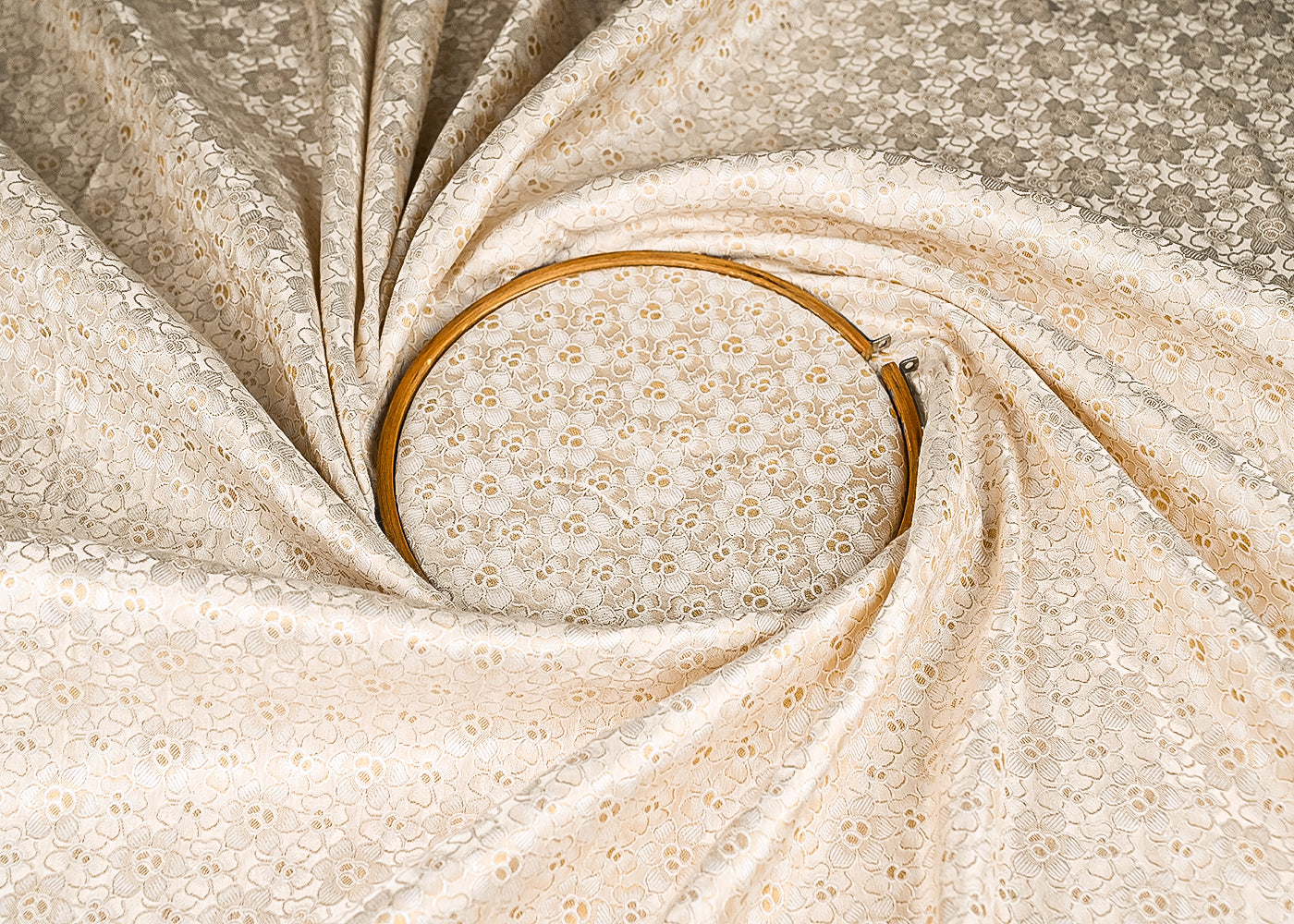 White Dyeable Banarasi Brocade Fabric With All Over Zari Handloom 21740