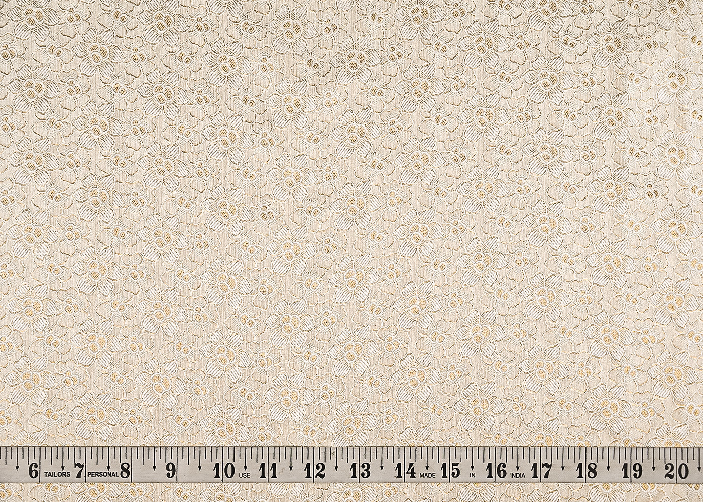 White Dyeable Banarasi Brocade Fabric With All Over Zari Handloom 21740