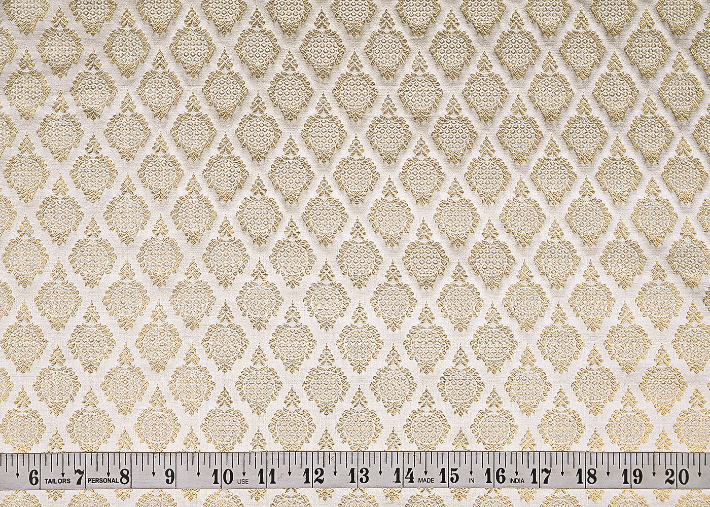 White Dyeable Banarasi Brocade Fabric With All Over Zari Handloom 21741