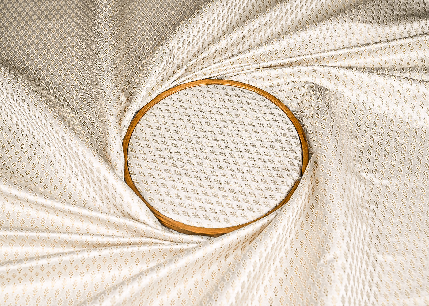 White Dyeable Banarasi Brocade Fabric With All Over Zari Handloom 21743