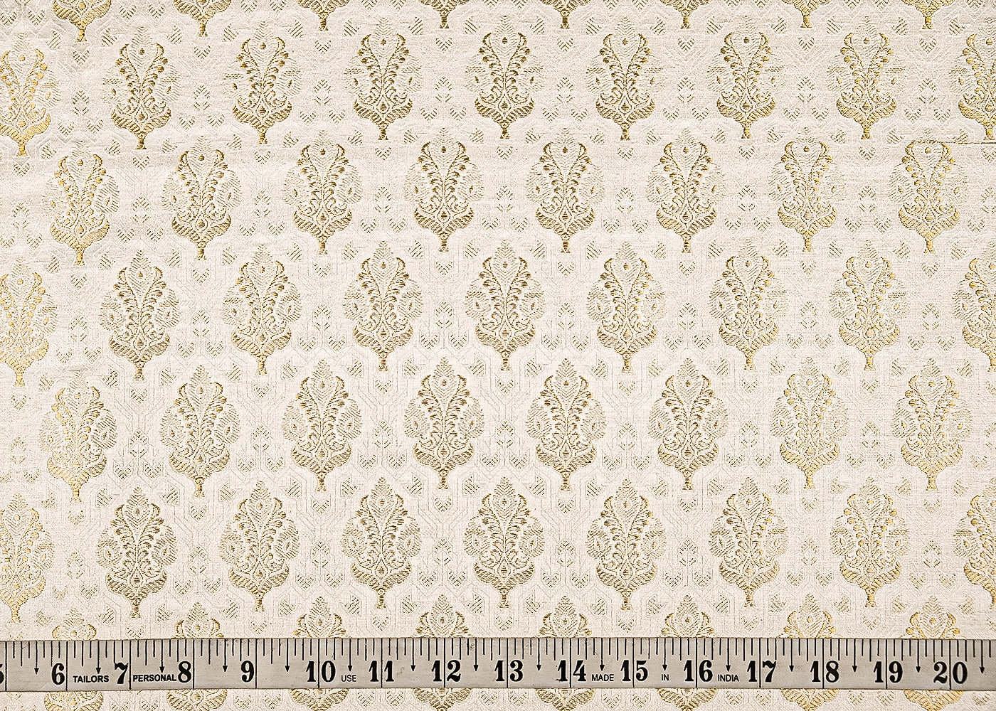 White Dyeable Banarasi Brocade Fabric With All Over Zari Handloom 21747