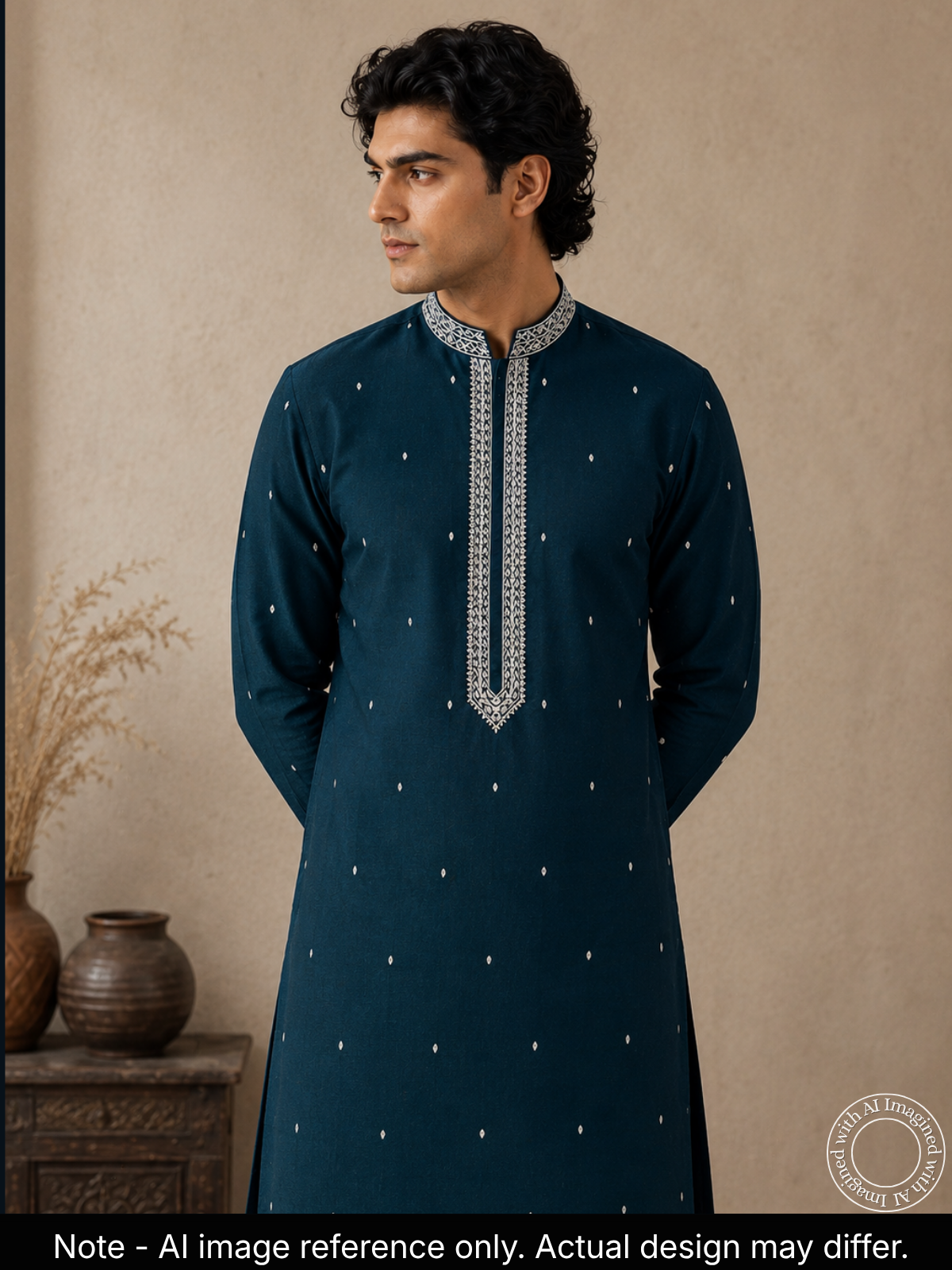 The Kohinoor - Unstitched  Teal Blue Kurta Fabric For Men 21772
