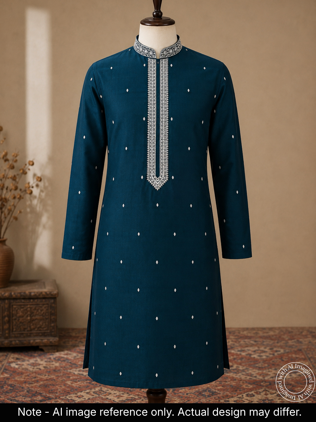 The Kohinoor - Unstitched  Teal Blue Kurta Fabric For Men 21772
