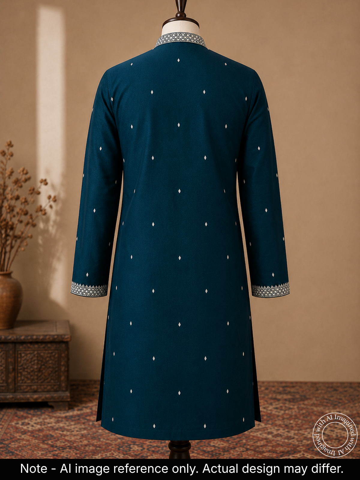 The Kohinoor - Unstitched  Teal Blue Kurta Fabric For Men 21772