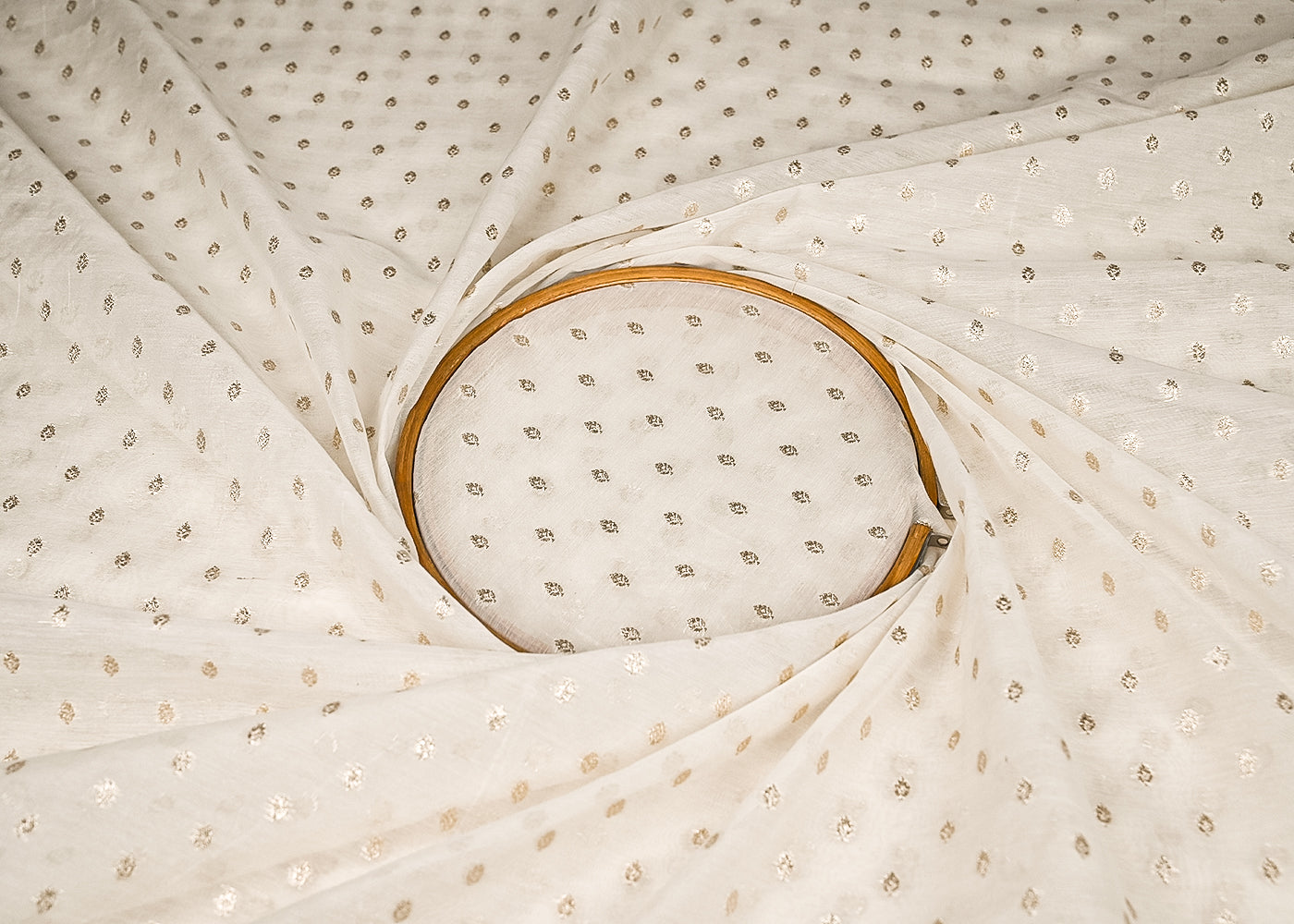 White-Dyeable-Chanderi-Silk-Fabric-With-All-Over-Dull-Gold-Zari-Handloom-21779