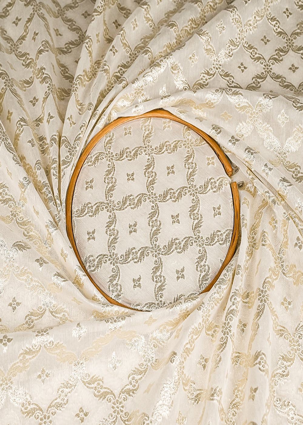 White-Dyeable-Chanderi-Silk-Fabric-With-All-Over-Dull-Gold-Zari-Handloom-21782-close-view