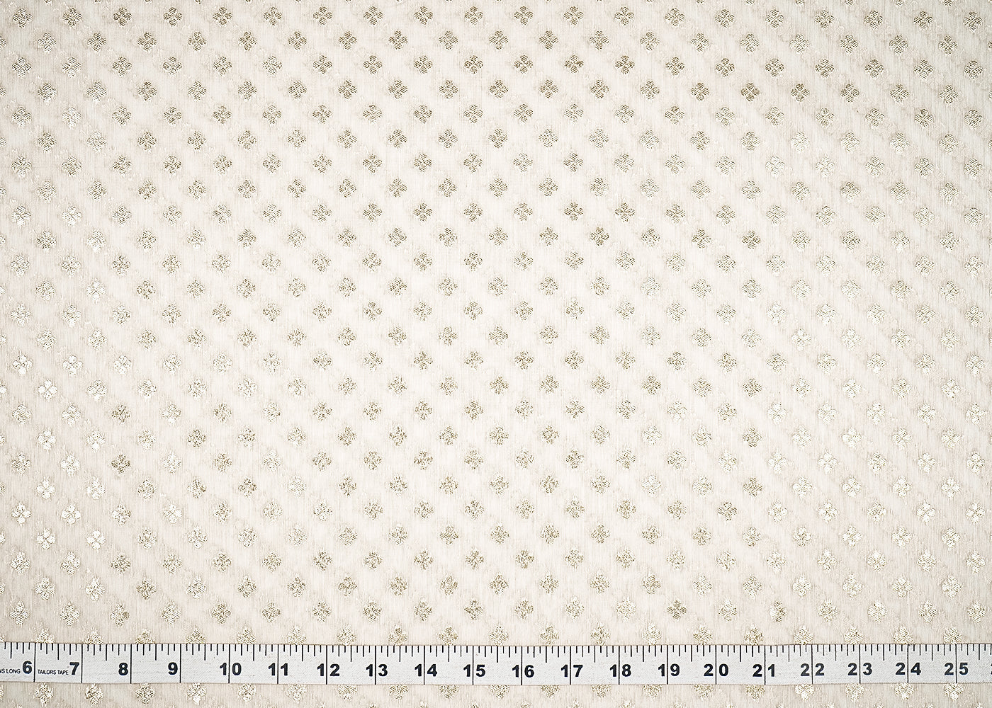 White Dyeable Chanderi Silk Fabric With All Over Dull Gold Zari Handloom 21799