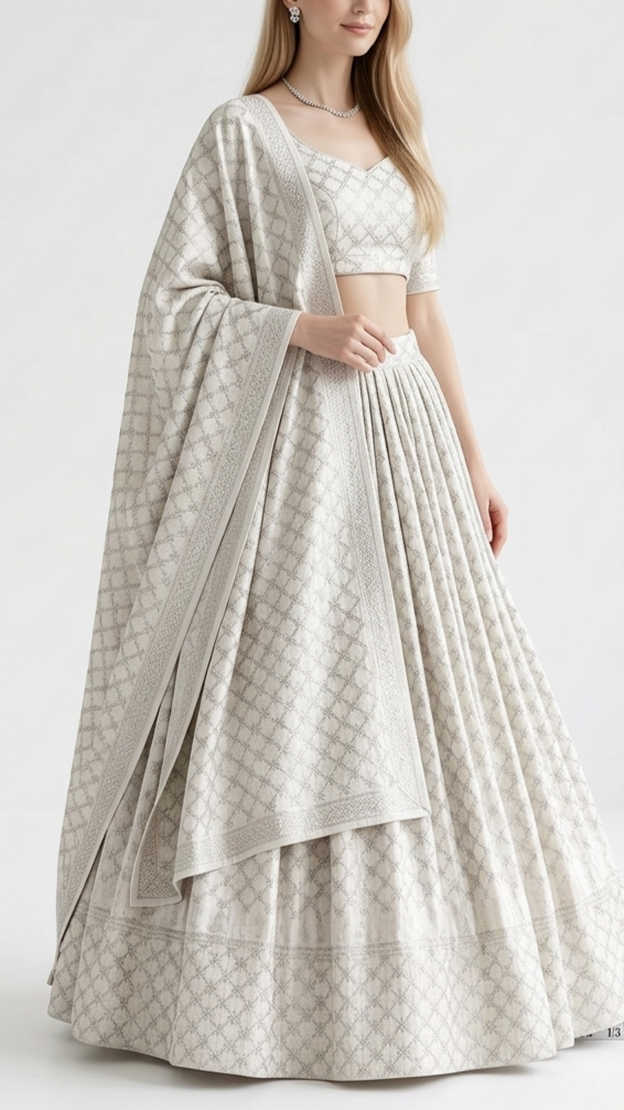 White Dyeable Chanderi Silk Fabric With All Over Dull Gold Zari Handloom 21801
