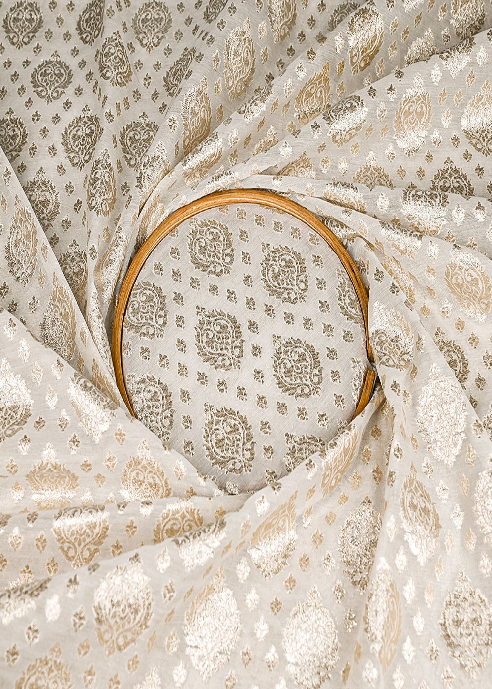 White-Dyeable-Chanderi-Silk-Fabric-With-All-Over-Dull-Gold-Zari-Handloom-21810-close-view