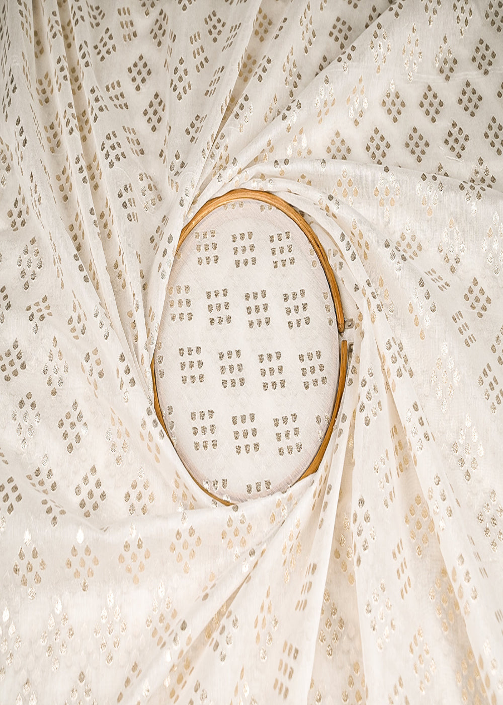 White-Dyeable-Chanderi-Silk-Fabric-With-All-Over-Dull-Gold-Zari-Handloom-21818-close-view
