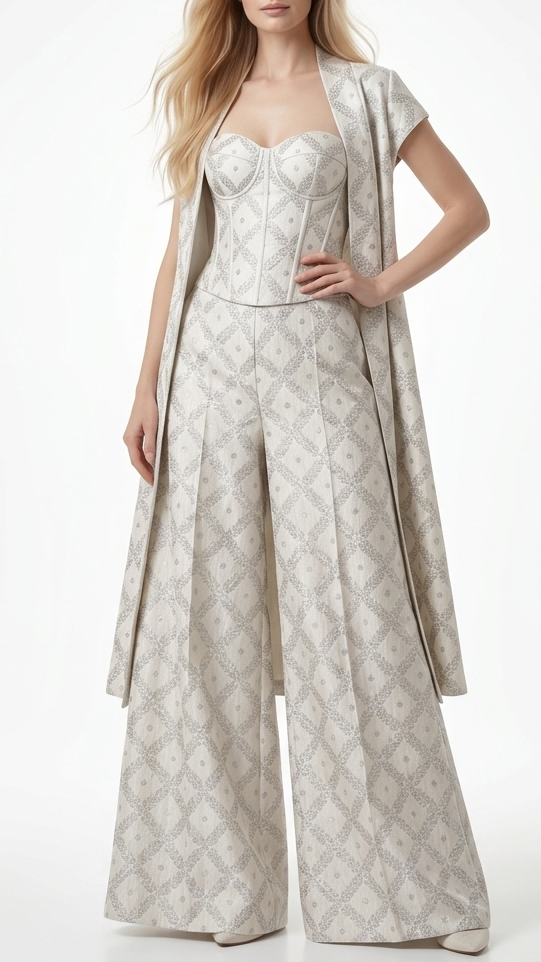 White Dyeable Chanderi Silk Fabric With All Over Dull Gold Zari Handloom 21819