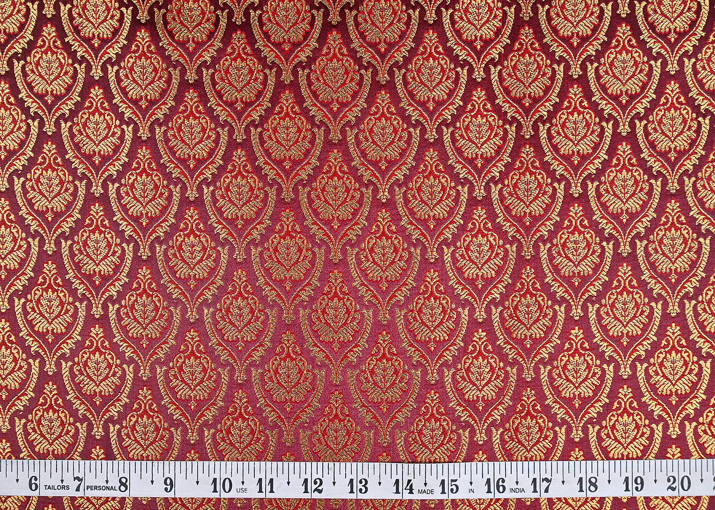 Wine-Banarasi-Brocade-Fabric-With-All-Over-Thread-And-Golden-Zari-Handloom-21821-measurement-view
