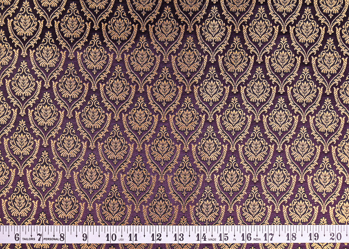 Plum-Banarasi-Brocade-Fabric-With-All-Over-Thread-And-Golden-Zari-Handloom-21823-measurement-view