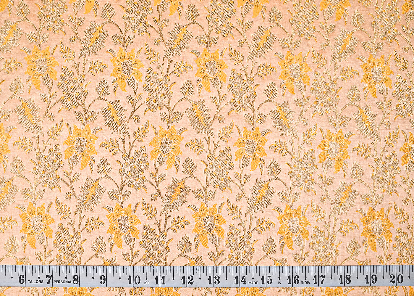 Light-Orange-Banarasi-Brocade-Fabric-With-All-Over-Thread-And-Golden-Zari-Handloom-21827-measurement-view