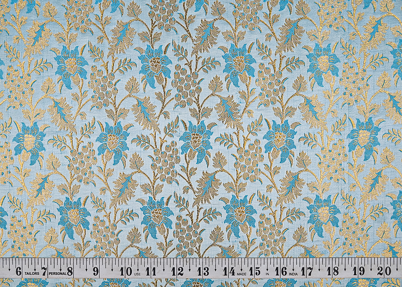 Sky-Blue-Banarasi-Brocade-Fabric-With-All-Over-Thread-And-Golden-Zari-Handloom-21829-measurement-view