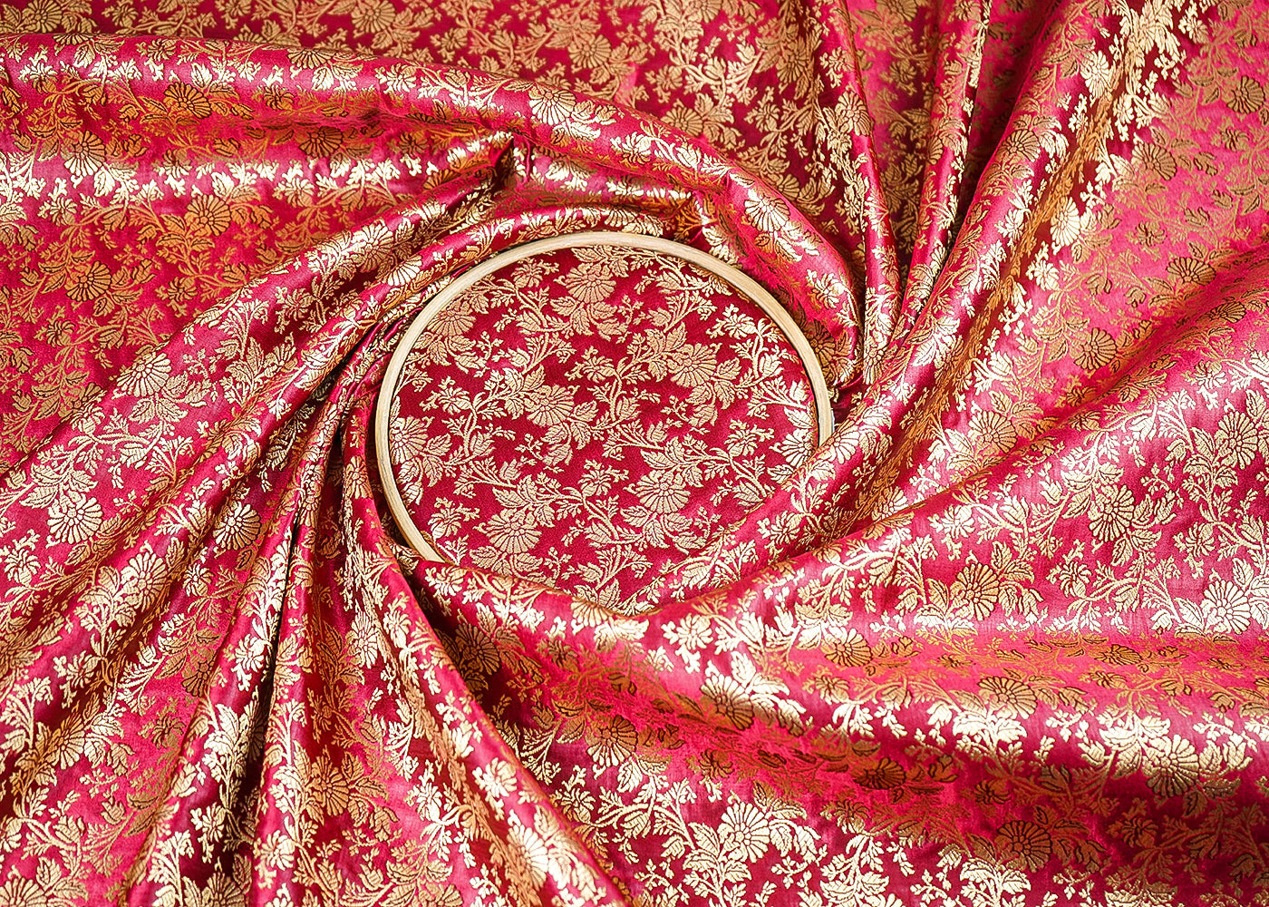 Wine-Banarasi-Brocade-Fabric-With-All-Over-Golden-Zari-Handloom-21833-close-view